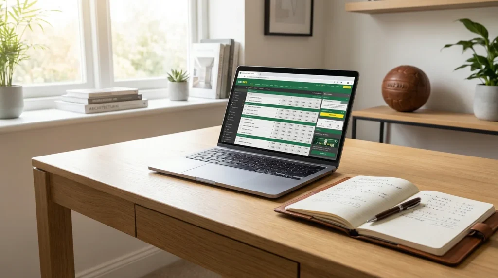 Cuotas de apuestas de fútbol en pantalla de ordenador